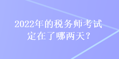 2022年的稅務(wù)師考試定在了哪兩天？