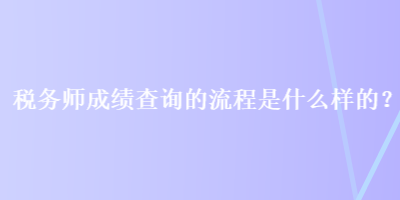 稅務(wù)師成績查詢的流程是什么樣的？