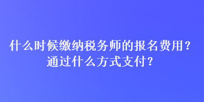 什么時候繳納稅務(wù)師的報名費用？通過什么方式支付？