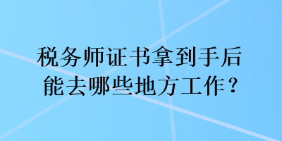 稅務師證書拿到手后能去哪些地方工作？