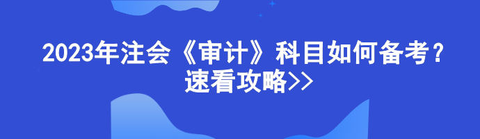 2023年注會《審計》科目如何備考？速看攻略>>