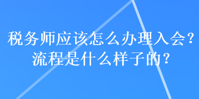 稅務(wù)師應(yīng)該怎么辦理入會？流程是什么樣子的？