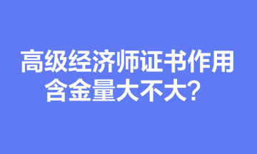 高級(jí)經(jīng)濟(jì)師證書作用