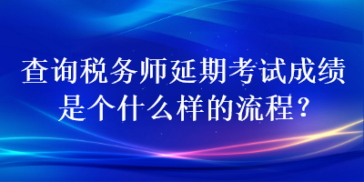 查詢稅務(wù)師延期考試成績是個(gè)什么樣的流程？