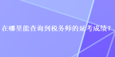 在哪里能查詢到稅務(wù)師的延考成績(jī)？