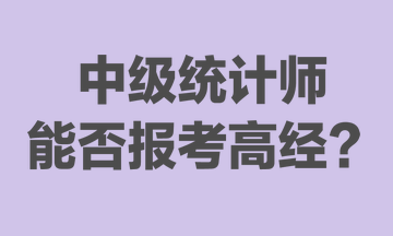 中級統(tǒng)計師能否報考高經(jīng)