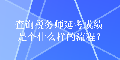 查詢稅務(wù)師延考成績是個(gè)什么樣的流程？