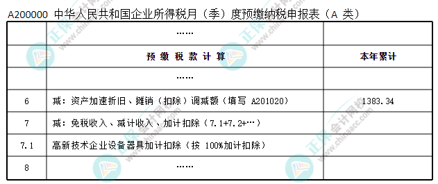 預(yù)繳納稅申報(bào)表