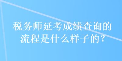 稅務(wù)師延考成績查詢的流程是什么樣子的？