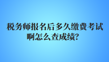 稅務(wù)師報(bào)名后多久繳費(fèi)考試啊怎么查成績(jī)？