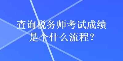 查詢稅務(wù)師考試成績是個(gè)什么流程？