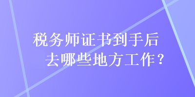 稅務(wù)師證書到手后去哪些地方工作？