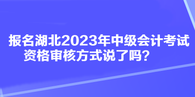 報名湖北2023年中級會計考試資格審核方式說了嗎？