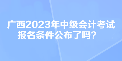 廣西2023年中級(jí)會(huì)計(jì)考試報(bào)名條件公布了嗎？