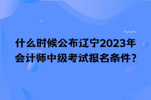 什么時(shí)候公布遼寧2023年會計(jì)師中級考試報(bào)名條件？