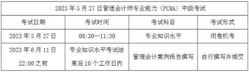 2023年中級管理會計師考試時間