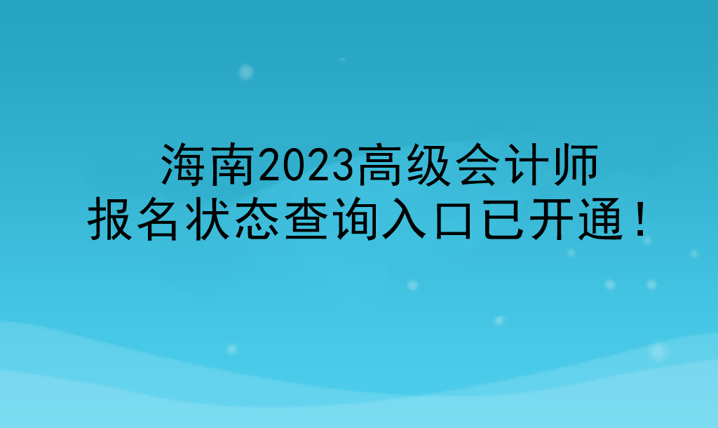 海南2023高級會計師報名狀態(tài)查詢?nèi)肟谝验_通！