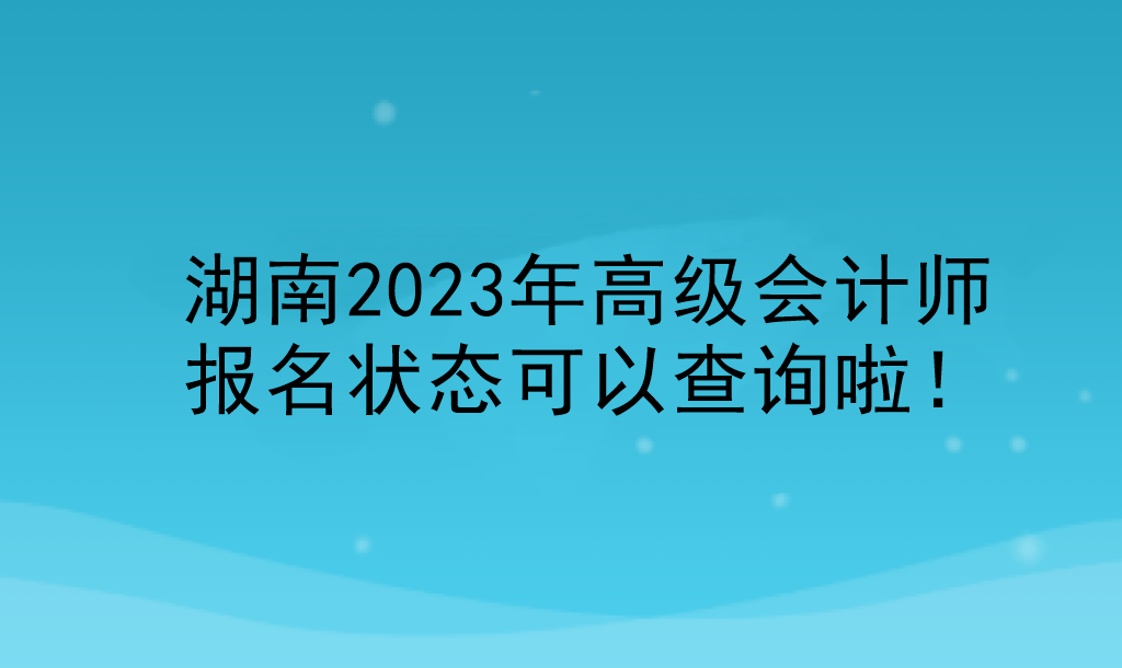 湖南2023年高級(jí)會(huì)計(jì)師報(bào)名狀態(tài)可以查詢啦！