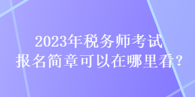 2023年稅務(wù)師考試報(bào)名簡(jiǎn)章可以在哪里看？