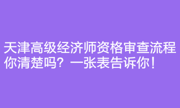 天津高級經(jīng)濟師資格審查流程你清楚嗎？一張表告訴你！