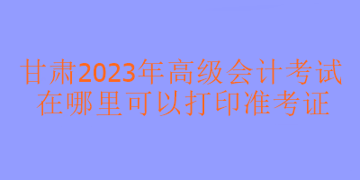 甘肅2023年高級會計考試在哪里打印準考證？