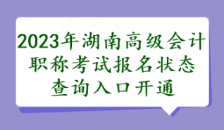 2023年湖南高級會計職稱考試報名狀態(tài)查詢?nèi)肟陂_通