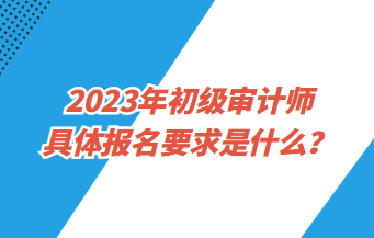 2023年初級審計師具體報名要求是什么？