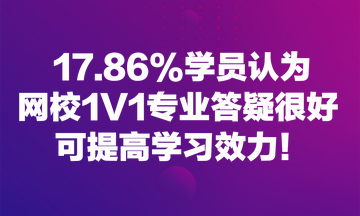 17.86%學(xué)員認(rèn)為網(wǎng)校1V1專業(yè)答疑很好 可提高學(xué)習(xí)效力！