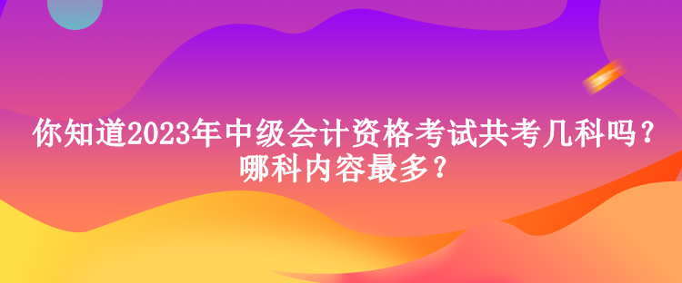 你知道2023年中級(jí)會(huì)計(jì)資格考試共考幾科嗎？哪科內(nèi)容最多？