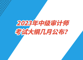 2023年中級(jí)審計(jì)師考試大綱幾月公布？