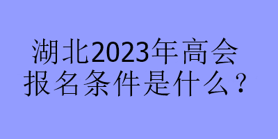 湖北2023年高會報名條件是什么？