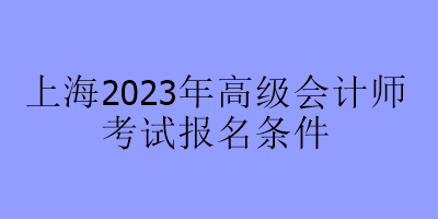 上海2023年高級會計師考試報名條件