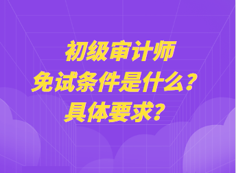 初級審計(jì)師免試條件是什么？具體要求？