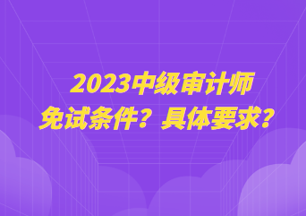 2023中級審計師免試條件？具體要求？