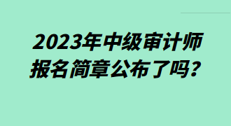 2023年中級審計(jì)師報(bào)名簡章公布了嗎？