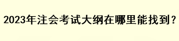 2023年注會(huì)考試大綱在哪里能找到？