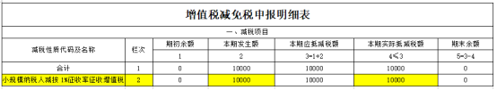 增值稅減免稅申報(bào)明細(xì)表