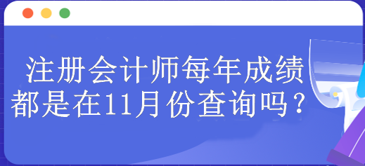 注冊會計師每年成績都是在11月份查詢嗎？