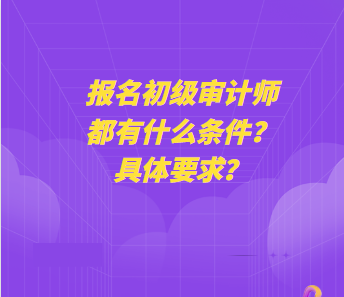 報名初級審計師都有什么條件？具體要求？