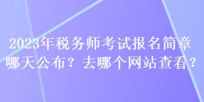 2023年稅務(wù)師考試報(bào)名簡(jiǎn)章哪天公布？去哪個(gè)查看？