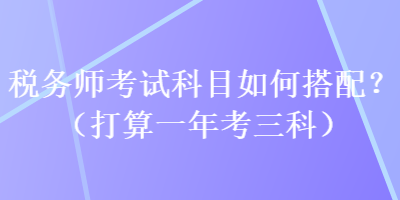 稅務師考試科目如何搭配？（打算一年考三科）