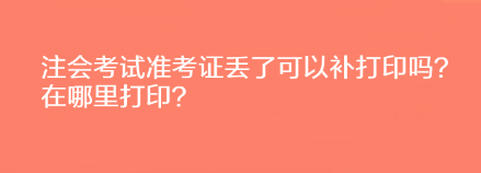 注會考試準考證丟了可以補打印嗎？在哪里打??？