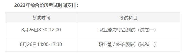 綜合階段考試時(shí)間安排