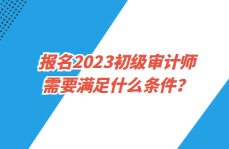 報(bào)名2023初級(jí)審計(jì)師需要滿(mǎn)足什么條件？