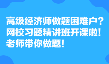 高級(jí)經(jīng)濟(jì)師做題困難戶(hù)？網(wǎng)校習(xí)題精講班開(kāi)課啦！老師帶你做題！