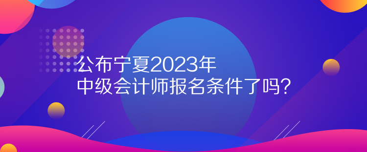 公布寧夏2023年中級(jí)會(huì)計(jì)師報(bào)名條件了嗎？