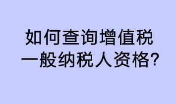 如何查詢增值稅一般納稅人資格？