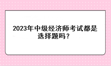 2023年中級經(jīng)濟(jì)師考試都是選擇題嗎？