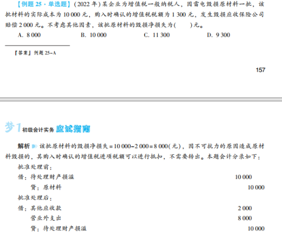 2023年初級會(huì)計(jì)考試試題及參考答案《初級會(huì)計(jì)實(shí)務(wù)》單選題(回憶版1)