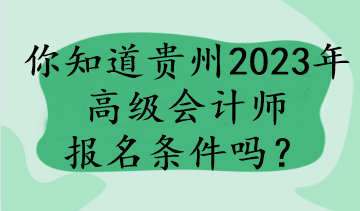 你知道貴州2023年高級會計師報名條件嗎？